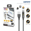 SUPERV CL100 新式磁吸可旋轉充電線 | 三合一 Lightning+Type-C+Micro USB | iphone線 Android線 USB線- 1米黑色