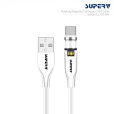SUPERV CL100 新式磁吸可旋轉充電線 | 三合一 Lightning+Type-C+Micro USB | iphone線 Android線 USB線- 1米白色