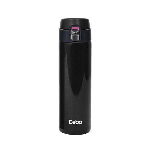 Debo 彈跳蓋保溫杯480ml-黑色 | 304食用品級不銹鋼內膽 |一鍵彈蓋 | 鎖扣式按鈕設計防誤開