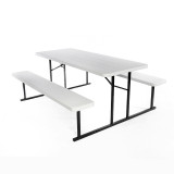 戶外摺疊桌椅組合套裝 - 白色| 戶外聚會享受便利 | 花園防水防曬陽台餐桌椅 - 180*162*74cm