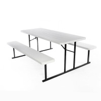 戶外摺疊桌椅組合套裝 - 白色| 戶外聚會享受便利 | 花園防水防曬陽台餐桌椅 - 180*162*74cm