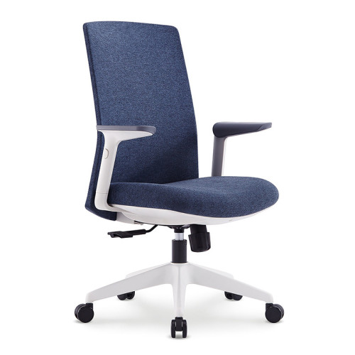 人體工學設計貼合背部電腦椅 | 辦公椅 家用電腦椅 - 尼龍腳白膠藍色沙發布