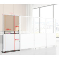 辦公室活動可移動板 屏風板 | 辦公摺疊隔間移動板- 1米*1.8米板式含配件 (單片) | 摺疊款不可拆分 上半壓克力透明配白色