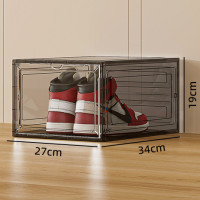 家用簡易翻蓋式自由組合鞋櫃（兩個裝）-透黑正開門（27*34*19cm） | 防塵防蟲 | 承重力強