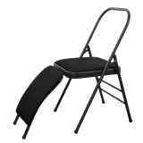 艾揚專業健身新風格瑜珈椅 | 多功能伸展輔助 | 加厚折疊設計 -黑色PU皮(腰托款)