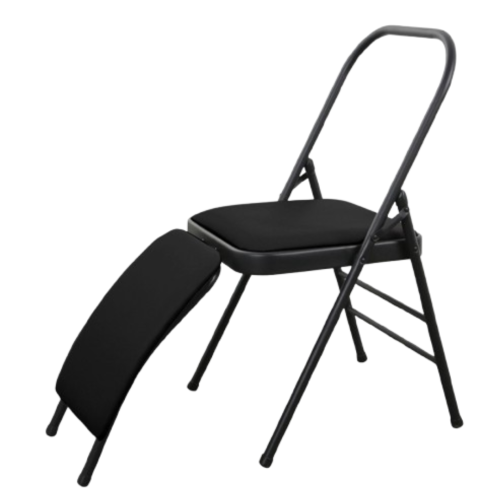 艾揚專業健身新風格瑜珈椅 | 多功能伸展輔助 | 加厚折疊設計 -黑色PU皮(腰托款)