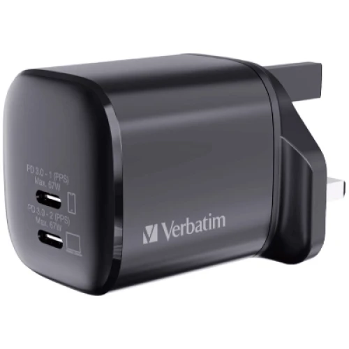 Verbatim 雙TYPEC輸出67W PD 3.0 GaN充電器 | 香港行貨