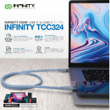 Infinity TCC324 0.9米超急速TYPE-C至TYPE-C充電線-藍色 | 100w PD急速充電 | 香港行貨 | 一年保養
