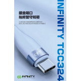 Infinity TCC324 1.8米超急速TYPE-C至TYPE-C充電線-白色 | 100w PD急速充電 | 香港行貨 | 一年保養
