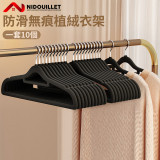 Nidouillet ET032602 防滑無痕植絨衣架 | 植絨強力防滑 掛衣架 | 黑色