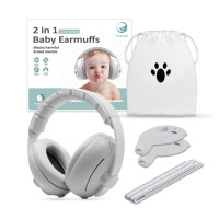 嬰兒耳罩兩用頭戴式 | 防噪睡眠嬰兒耳罩 (灰色殼+灰色頭帶)