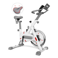 磁控動感單車 - 白色 | 磁控靜音無極調速 | 小巧不占地  | 全包飛輪安全設計 | 人體工學減震坐墊