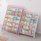 免安裝簡易鐵藝家用雜誌架 | 兒童書本收納置物架 - 4層40cm寬 - 綠色