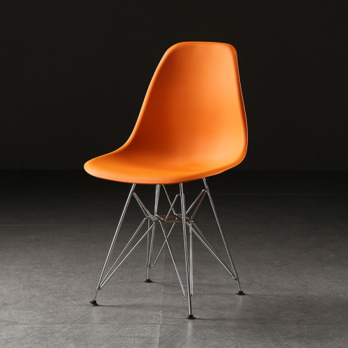 北歐伊姆斯椅炭鋼腳款 | 創意休閒椅 | 辦公咖啡椅 | 北歐風格餐椅  - 橙色
