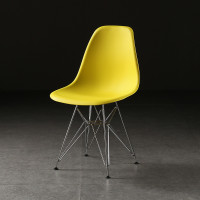 北歐伊姆斯椅炭鋼腳款 | 創意休閒椅 | 辦公咖啡椅 | 北歐風格餐椅  - 黃色