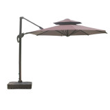 戶外大型太陽傘 | 防曬防風防水遮陽傘 | 高端羅馬傘 - 3米圓形無邊羅馬傘配水箱底座 - 咖啡色