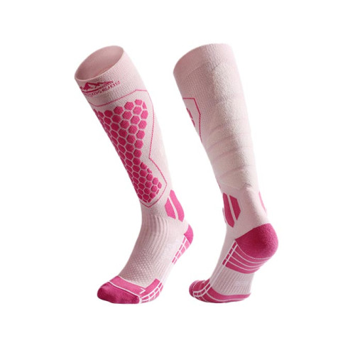 Golovejoy WZ04冬季極限保暖 | 專業羊毛長筒滑雪襪 | 戶外防風防寒高筒襪 -【羊毛款】35-39碼 - 玫紅色