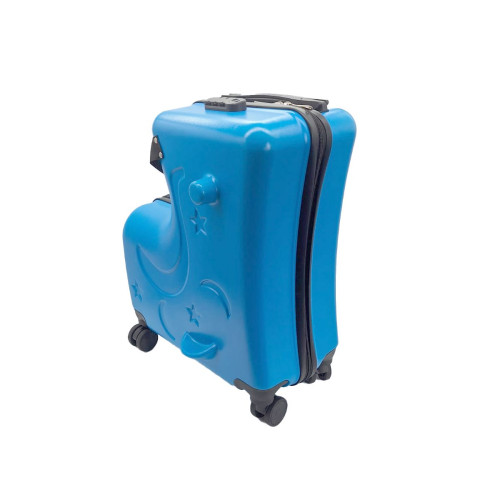 2virgo L形兒童騎行旅行喼 | 多功能可坐可騎小童拉桿行李箱 - 24寸藍色