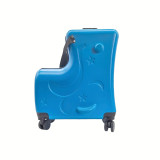 2virgo L形兒童騎行旅行喼 | 多功能可坐可騎小童拉桿行李箱 - 24寸藍色