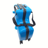 2virgo L形兒童騎行旅行喼 | 多功能可坐可騎小童拉桿行李箱 - 24寸藍色