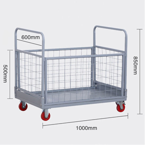 折疊網格手推車 | 倉儲車間物料車 | 圍欄拉貨搬運車 - 4寸小號