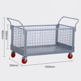 折疊網格手推車 | 倉儲車間物料車 | 圍欄拉貨搬運車 - 5寸大號