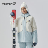 TECTOP 2024新品探拓戶外情侶款秋冬滑雪衣 | 防水保暖滑雪衣 | 加棉滑雪服 - 藍白色 - XL碼