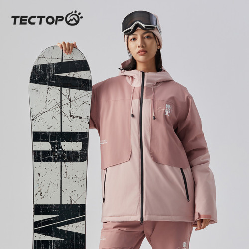 TECTOP 2024新品探拓戶外情侶款秋冬滑雪衣 | 防水保暖滑雪衣 | 加棉滑雪服 - 粉色 - S碼