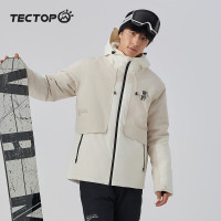 TECTOP 2024新品探拓戶外情侶款秋冬滑雪衣 | 防水保暖滑雪衣 | 加棉滑雪服 - 卡其色 - XXL碼