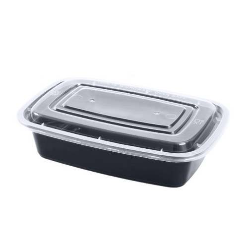 一次性單格外賣打包餐盒 - 150個裝 | 加厚食物打包盒 | 美式方形便當盒 - 1000ml方盒 - 黑色