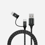 Momax Zero 2-in-1 USB-C & Micro USB 1M 編織紋充電連接線（DTC11D） - 黑色 | 香港行貨