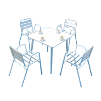 簡約北歐風戶外桌椅組合| 鋁合金庭院陽台專用桌椅 -4椅_70方錐腳碳鋼台