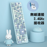 Miffy MIF13 無線全鍵盤+滑鼠+鍵盤滑鼠墊 3合1套裝 - 藍色 | 打字機圓形按鍵 | 多媒體按鍵 | 超遠傳輸 | 香港行貨