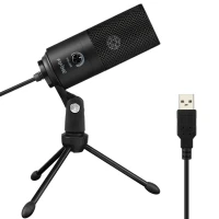 美國 FIFINE K669B USB Metal MICROPHONE 有線麥克風帶音量調節-黑色 | 即插即用 | 亞馬遜熱賣 | 香港行貨