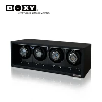 台灣 BOXY BLDC-B Safe ECO-PLUS 四錶盒手錶自動上鍊盒 (LED燈條款) - 黑色皮革款 | 香港行貨 - 訂購產品