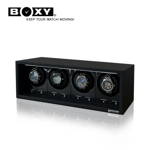 台灣 BOXY BLDC-B Safe ECO-PLUS 四錶盒手錶自動上鍊盒 (LED燈條款) - 黑色皮革款 | 香港行貨