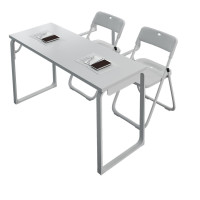 現代簡約長條形雙人桌 -單層連兩張折疊椅 (120*40*75cm)| 會議辦公桌學習培訓桌 