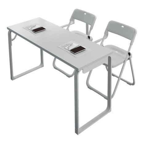 現代簡約長條形雙人桌 -單層連兩張折疊椅 (120*40*75cm)| 會議辦公桌學習培訓桌