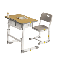 兒童可升降學習書桌套裝 - 木色(70*50cm) | 家用小學生輔導桌 | 訓練班課桌椅