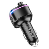 HOCO E62 車用藍牙FM發射器 - 黑色 | 速樂PD20W+QC3.0快速充電 | 內嵌氣氛燈 | 駕駛安全設計