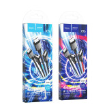 HOCO X76 勝超尼龍編織手機充電線 - 一拖四 - （ip+ip+Type-C+Micro）| 適用於蘋果安卓TC | 耐用耐拉扯 | 安全過充保護