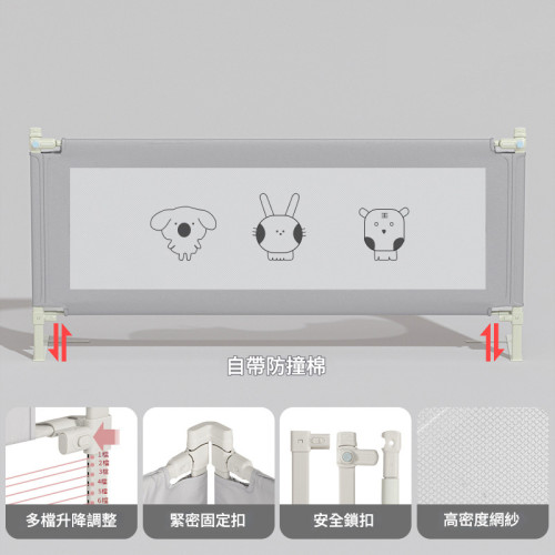 MLOONG 床圍床護欄 - 萌寵樂園 - 1.8米（方視窗） | 兒童擋板圍欄 | 擋板防墜設計 | 簡易安裝 | 嬰兒兒童防護