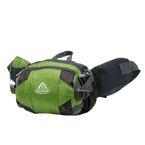 AIONE KA-6043 3L 戶外運動腰包 - 果綠色 | 多功能防水隔層收納包 | 跑步登山專用手機腰包