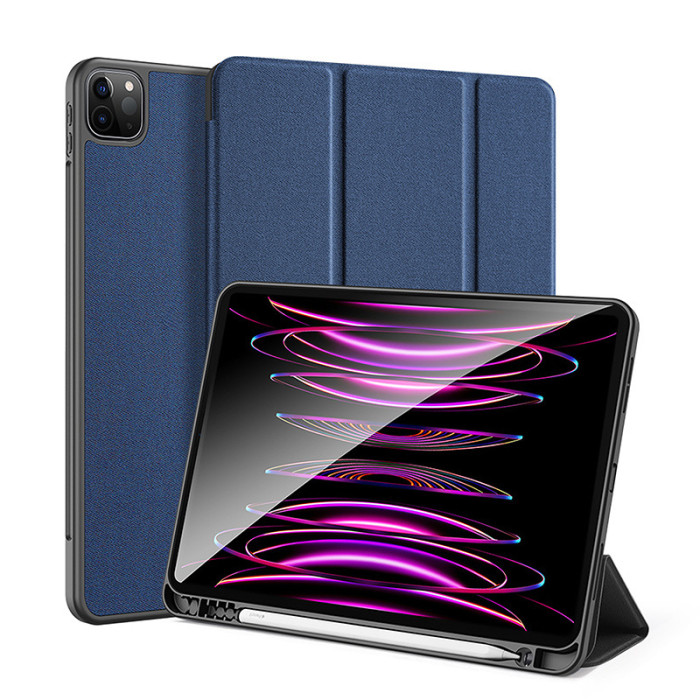 DUX DUCIS iPad 三折平板保護殼(附筆槽) - 藍色 - ipad 11in(適配Pro 2020/2021/2022) | 智慧休眠/喚醒功能 | 防刮保護 | 輕巧易攜帶 | 便利書寫/觀賞支架