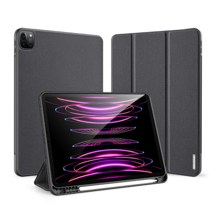 DUX DUCIS iPad 三折平板保護殼(附筆槽) - 黑色 - ipad 10.9in/11in(適配Air 4/5/6) | 智慧休眠/喚醒功能 | 防刮保護 | 輕巧易攜帶 | 便利書寫/觀賞支架