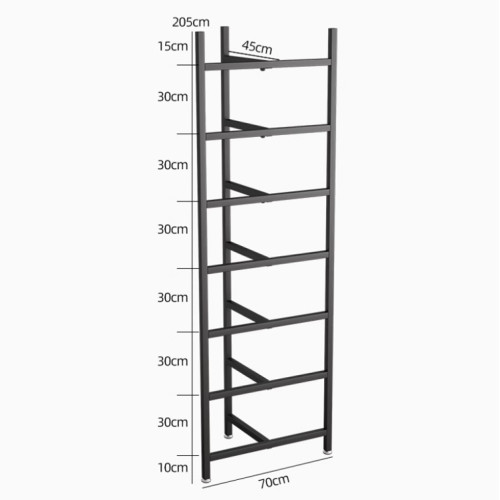 多層 半圓平衡球收納架 - 七層 - 黑色 | 瑜珈球健身置物架 | 多層空間利用 | 健身器材收納 | 穩定支撐結構 | 易於組裝