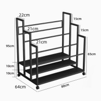多層80cm寬大容量瑜珈墊收納籃架 - 三層 - 黑色 | 可放15張瑜珈墊 | 健身室置物架 | 多層架空間優化 | 安裝簡易便捷