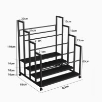 多層80cm寬大容量瑜珈墊收納籃架 - 四層 - 黑色 | 可放20張瑜珈墊 | 健身室置物架 | 多層架空間優化 | 安裝簡易便捷