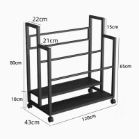 多層120cm寬大容量瑜珈墊收納籃架 - 兩層 - 黑色 | 可放14張瑜珈墊 | 健身室置物架 | 超大容量 | 高效率空間利用
