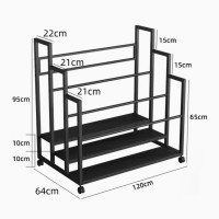 多層120cm寬大容量瑜珈墊收納籃架 - 三層 - 黑色 | 可放22張瑜珈墊 | 健身室置物架 | 超大容量 | 高效率空間利用